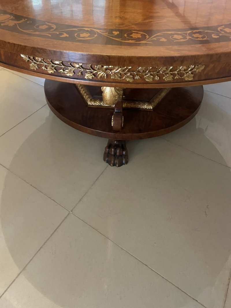 Magnificent Quality 8/10 Seater Antique Burr Walnut Marquetry Inlaid Carved Gilded Centre/Dining Table - Image 15